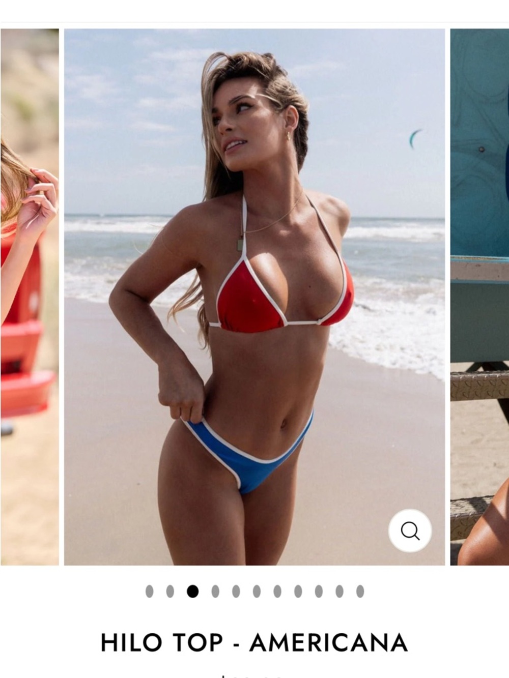 JMP the Label Hilo Reversible Red/Blue Bikini Top with White Trim -NWT